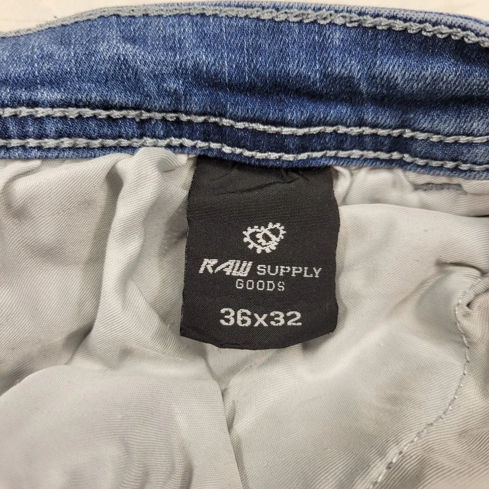 RAW Supply Goods distressed skinny fit blue jeans‎ men's 36X32